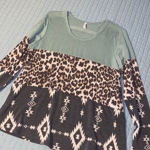 Aztec  and Cheetah Blouse